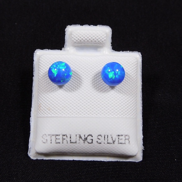 Silver Expressions USA Jewelry - 5mm Round Blue Fire Opal Sterling Silver Studs